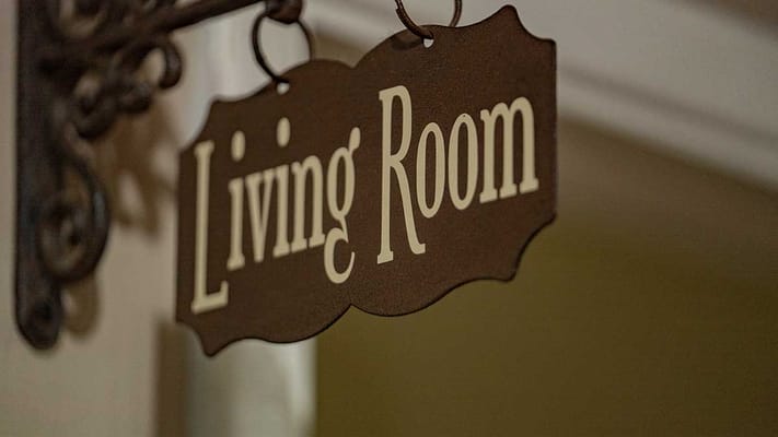 Sign indicating the Living Room area