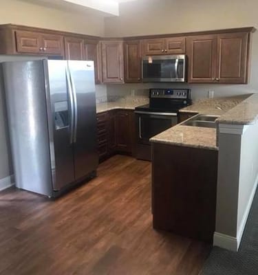 Modern kitchen with stainless steel appliances