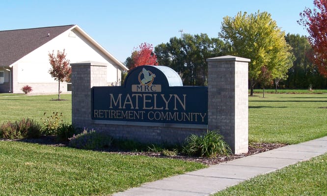 Front entrance sign of Matelyn Retirement Community