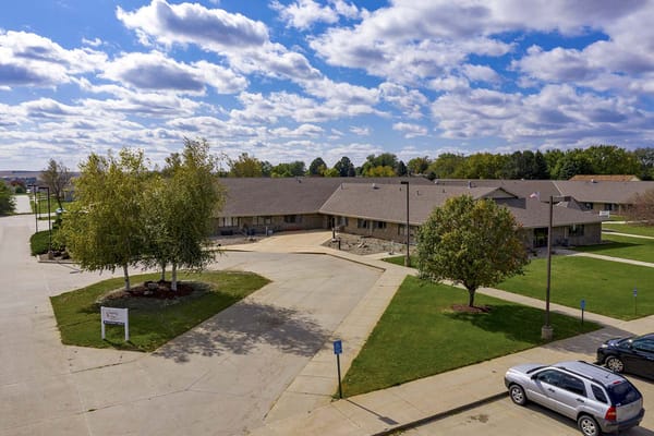 Aerial view of the Wayne Countryview Care facility with green lawns