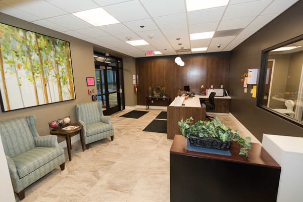 Bright and welcoming lobby area with seating