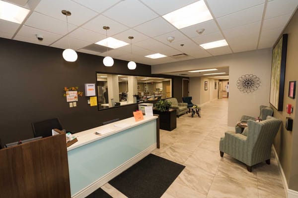 Reception area of a nursing home facility