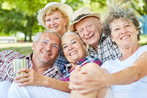 Group of happy seniors enjoying outdoors