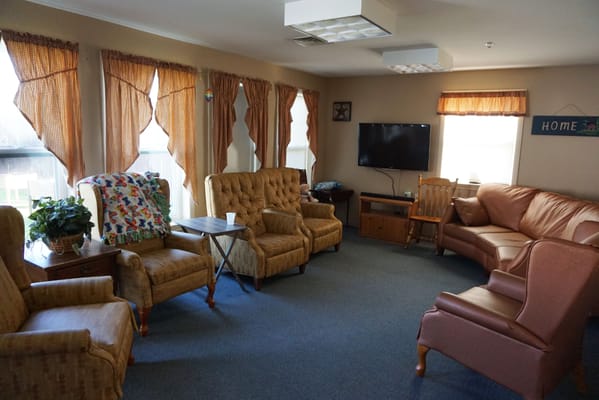 Bright common area with comfortable seating