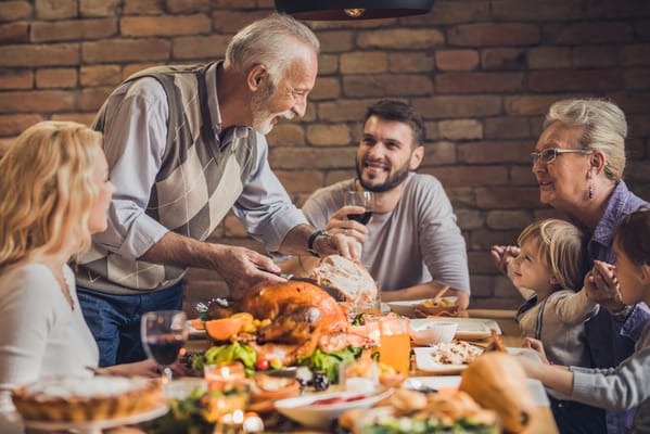 Residents enjoying a festive meal together