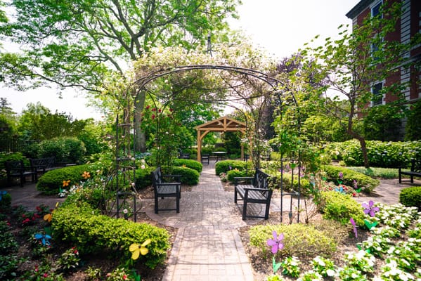 Beautiful garden area with pathways and seating