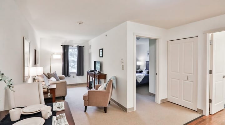 Cozy interior of a resident's room with furniture