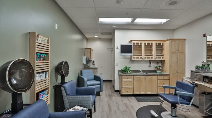 Interior view of a hair salon at the facility