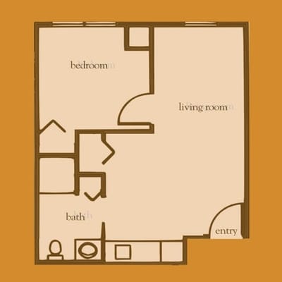 Architectural floor plan of a living unit
