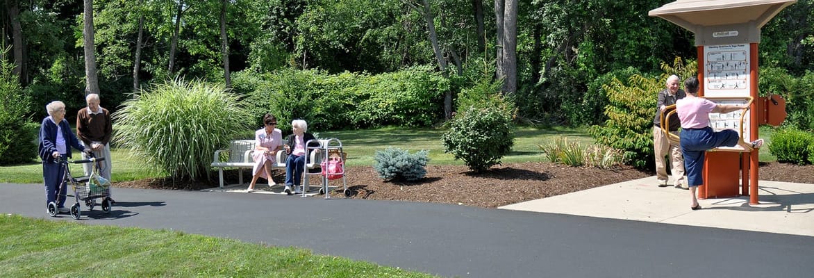 Residents enjoying outdoor space together