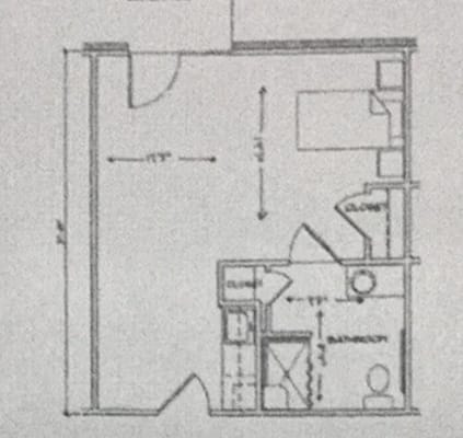 Architectural floor plan of a resident unit