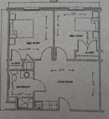 Architectural floor plan of a resident unit
