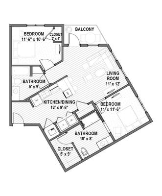 Architectural floor plan of a living space
