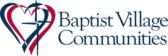 Baptist Village Communities logo with heart and cross