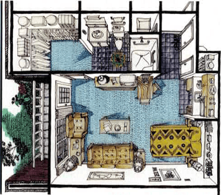 Architectural floor plan of a unit layout