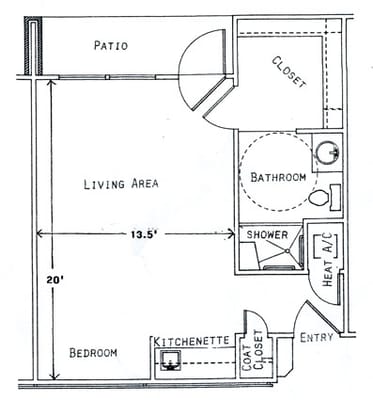 Architectural floor plan of a resident unit