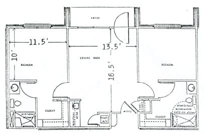 Architectural floor plan of a resident unit