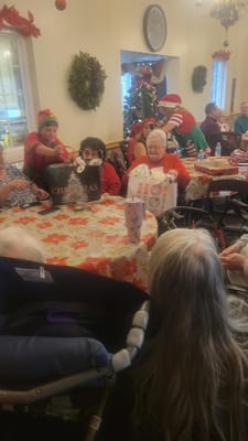Residents celebrating Christmas with festive decorations