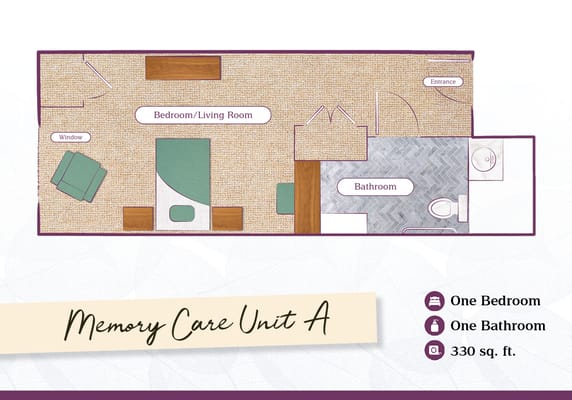 Floor plan of a memory care unit