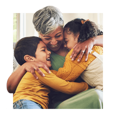 Grandmother enjoying a joyful moment with children