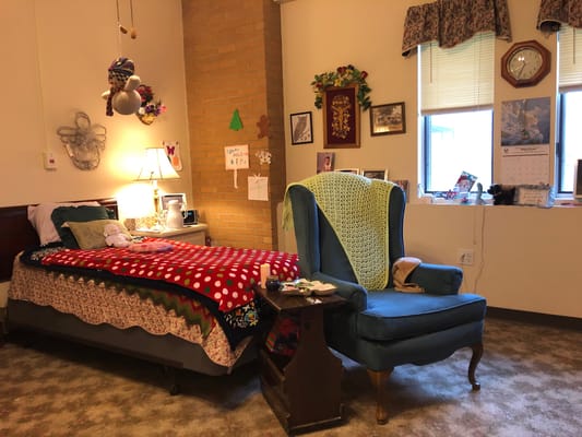 Comfortable private resident room with personal touches