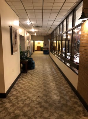 Interior hallway of a senior living facility