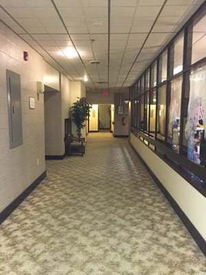 A well-lit corridor of the facility