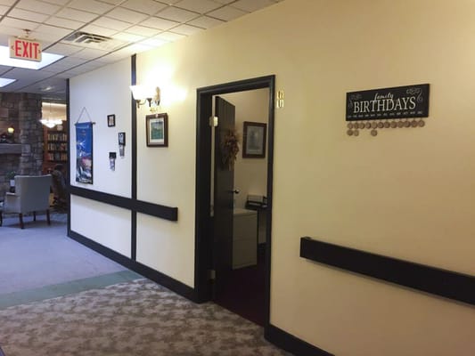 Interior hallway with family birthdays display