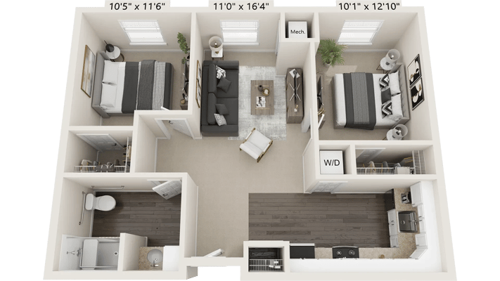 Architectural floor plan of a residential unit