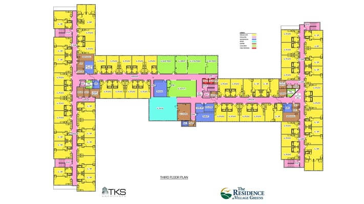 Third floor architectural floor plan of The Residence at Village Greens