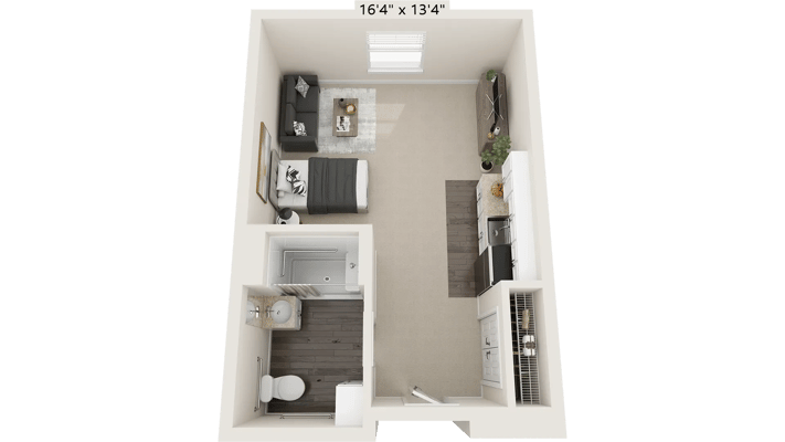 Floor plan of a private resident room
