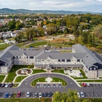 Aerial view of the Residence at Village Greens campus