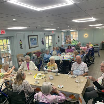 Residents enjoying a social activity in a common area