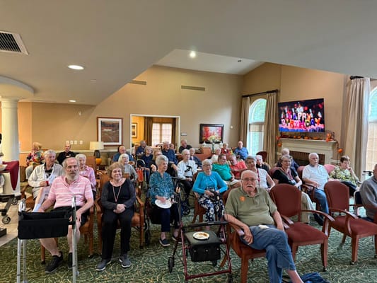 Residents participating in an event in a common area