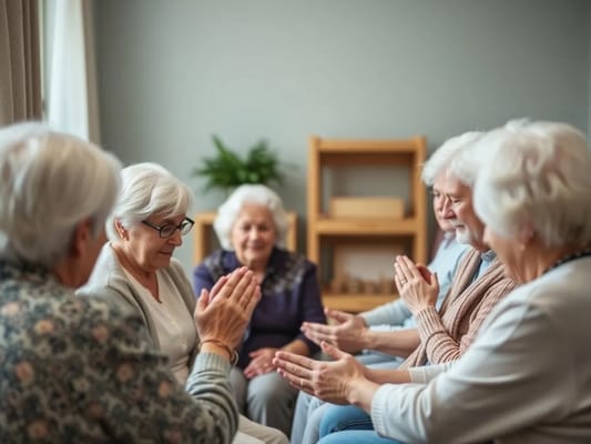 Residents engaged in a group activity indoors