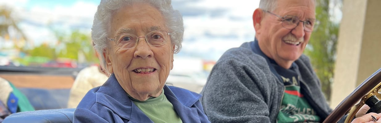 Residents enjoying a sunny day outdoors