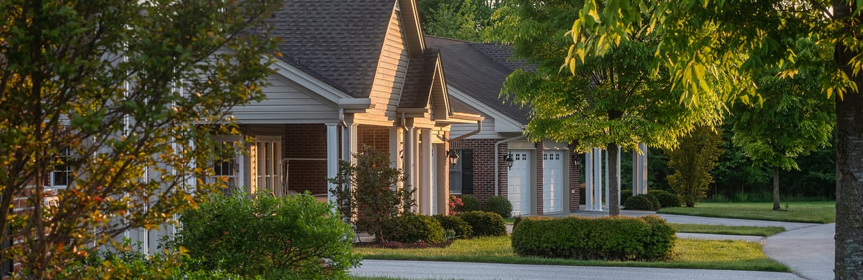 Pathway leading to residential homes in a senior living community