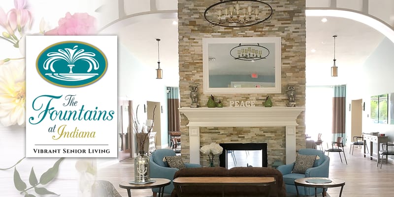 Interior common area with seating and fireplace