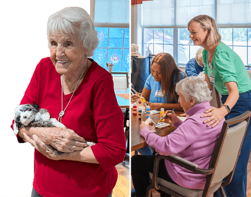 Residents engaging in arts and crafts activities.