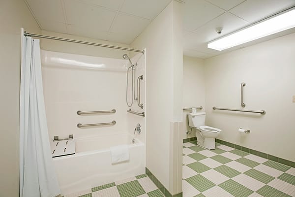 Accessible bathroom with safety features