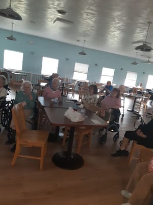 Residents enjoying an activity in a common area