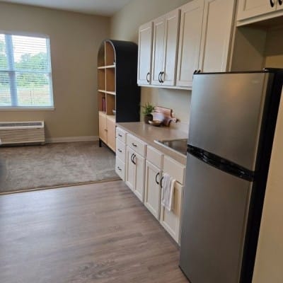 Bright kitchenette in a resident room