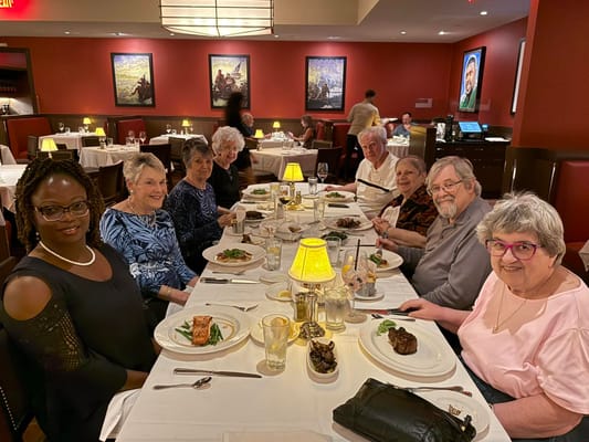 Residents enjoying dinner in the dining room