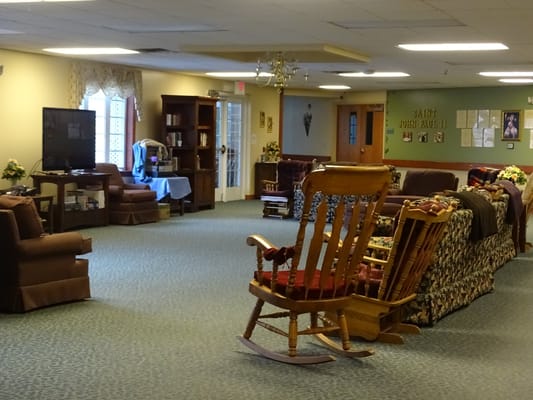 Common area with seating and television in a lounge