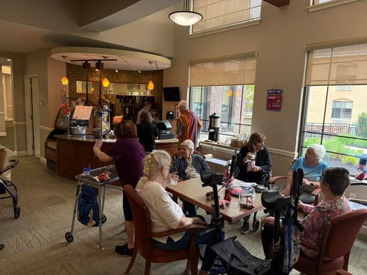 Residents participating in an activity in a common area