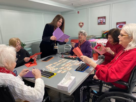 Residents engaging in a card-making activity