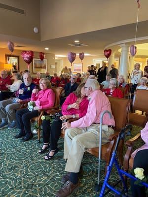 Residents celebrating together in a common area