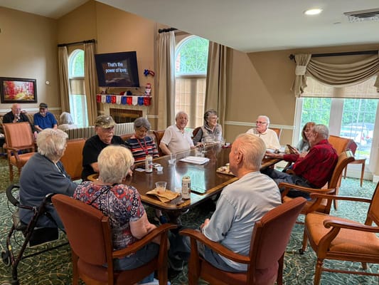 Residents enjoying activities in a common area