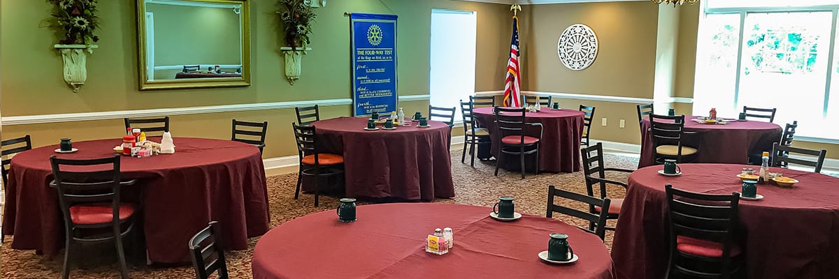 Dining room set up for a meal service