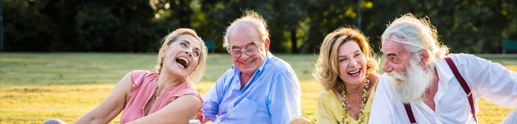 Cheerful residents enjoying time outdoors together